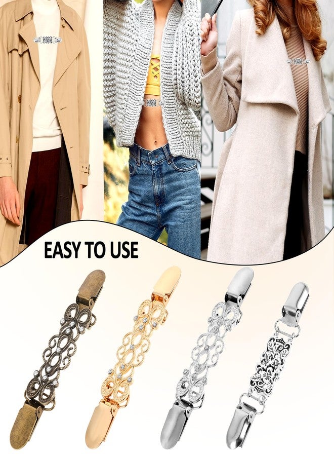 Tucnoeu 4pcs Vintage Dress Clips Waist Cincher Clips 4 Styles Sweater Dress Shirt Clip for Women Clothing,Back Cinch Dres Cincher Shawl Cardigan Brooch Clip - Image 5